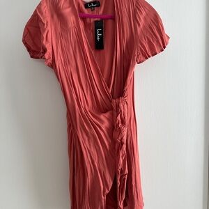 Lulus Coral Wrap Dress